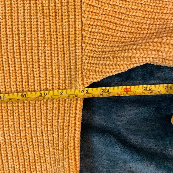 Elena Wang Womens Sweater Sm Mustard Yellow Mock Neck Ribbed Decorative Pockets - Picture 7 of 8